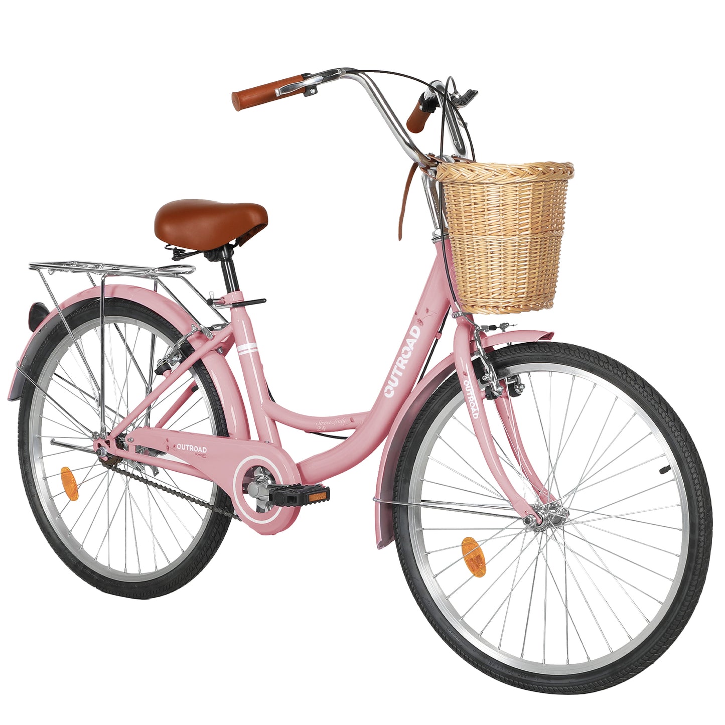 24/26 Inch Beach Cruiser Bike for Adult - High-Carbon Steel Frame Comfortable City Bike with Rear Rack or Basket