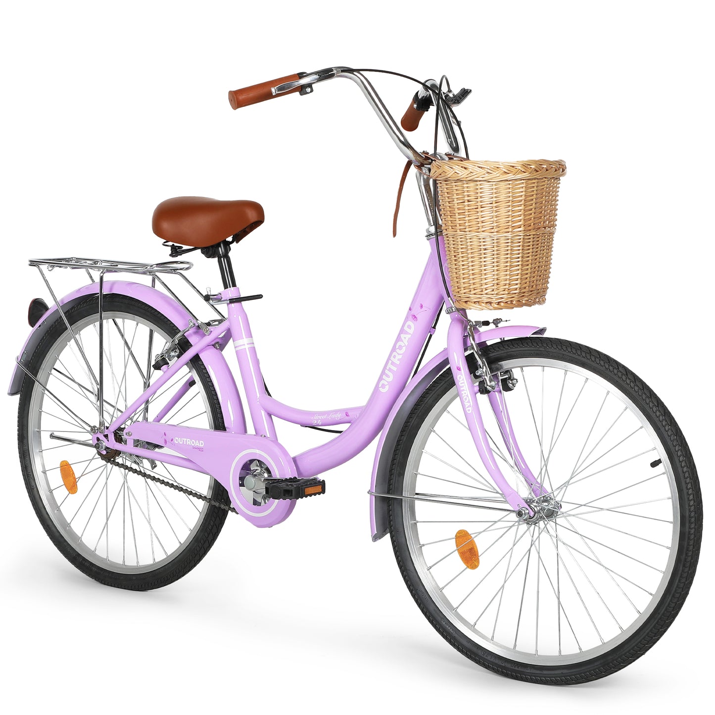 24/26 Inch Beach Cruiser Bike for Adult - High-Carbon Steel Frame Comfortable City Bike with Rear Rack or Basket