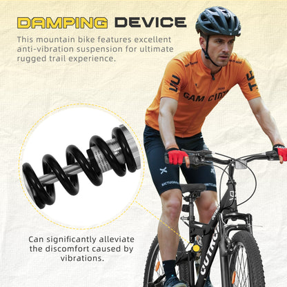 Outroad 26 Inch Mountain Bike, 7-Speed High-Carbon Steel/Aviation Grade Frame with V Brake, Adjustable Ergonomic Seat for Adults