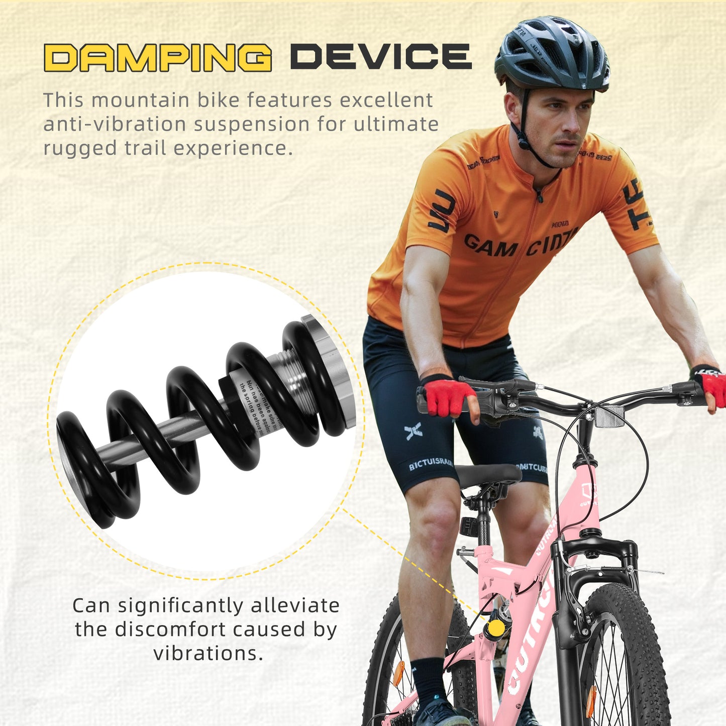 26 Inch Mountain Bike, 7-Speed High-Carbon Steel/Aviation Grade Frame with V Brake, Adjustable Ergonomic Seat for Adults