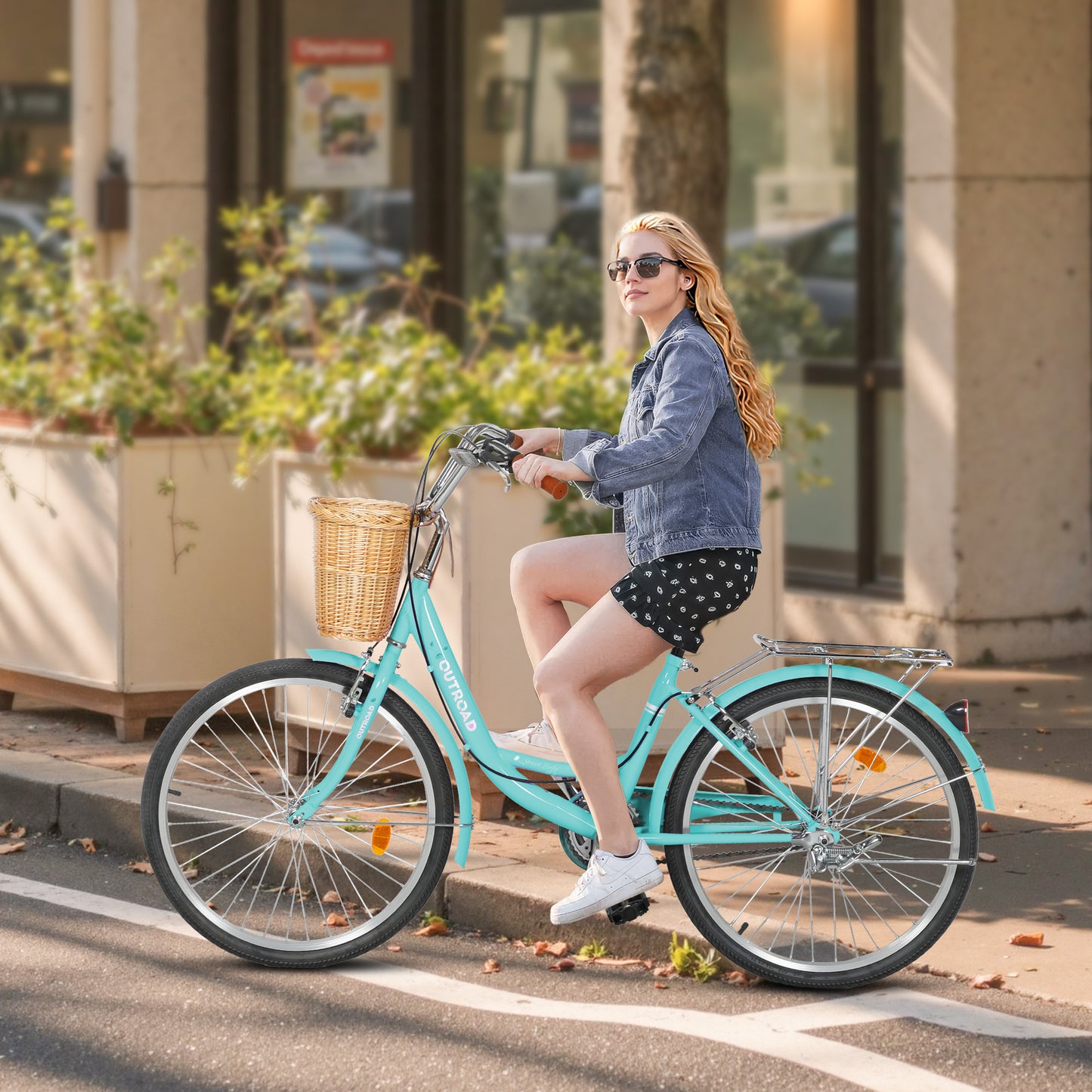 24/26 Inch Beach Cruiser Bike for Adult - High-Carbon Steel Frame Comfortable City Bike with Rear Rack or Basket