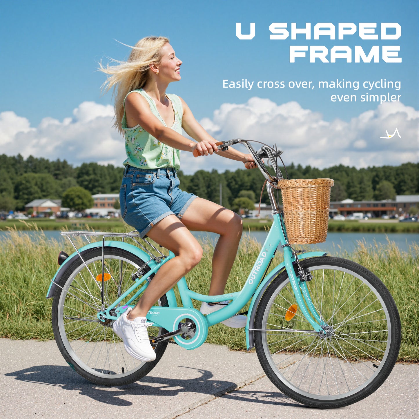 24/26 Inch Beach Cruiser Bike for Adult - High-Carbon Steel Frame Comfortable City Bike with Rear Rack or Basket