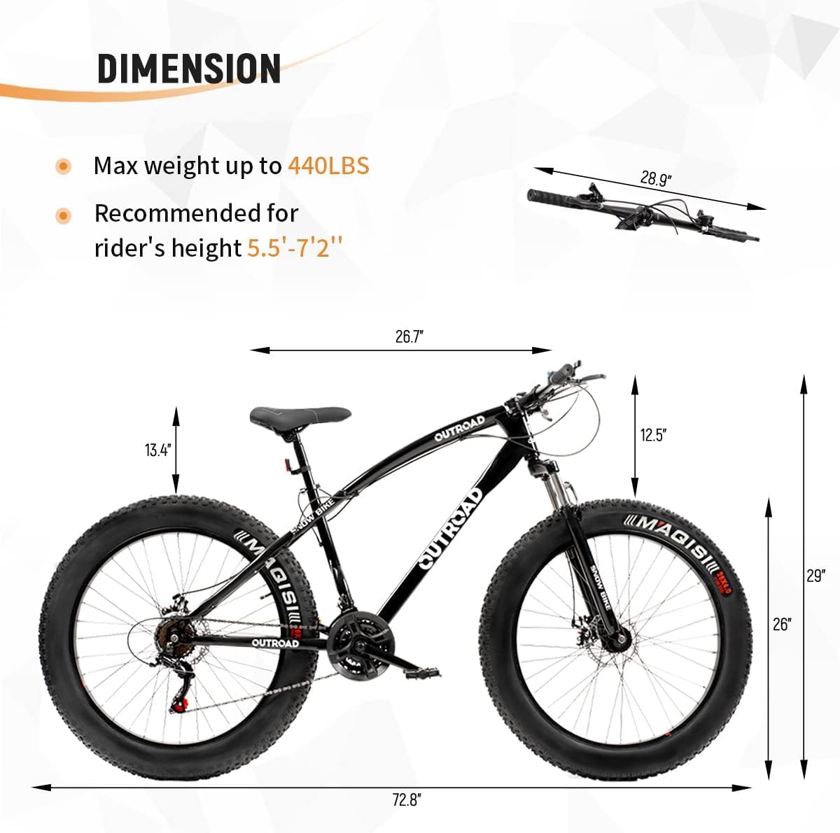 OUTROAD bicycle size and fit chart
