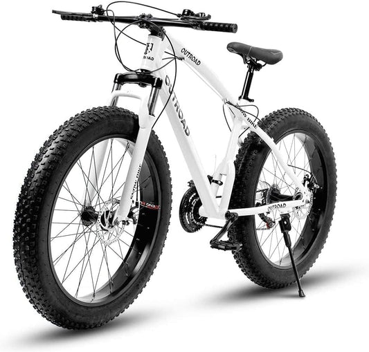 26 Inch Fat Tire Mountain Bike High-Aluminum/Carbon Steel Frame,with Dual Disc Brakes, 26 Inch Non-Slip Wide Tires with 21 Speed, Mountain Bicycle for Men and Women