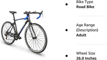 700C Wheel 14/21-Speed Shifter Road Bike with Dual Disc/C-Brake and Alloy Fork, Commuter Bicycle with Shock Absorption, Lightweight Aluminium Alloy Frame, Racing Bicycle for Men and Women