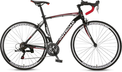 700C Wheel 14/21-Speed Shifter Road Bike with Dual Disc/C-Brake and Alloy Fork, Commuter Bicycle with Shock Absorption, Lightweight Aluminium Alloy Frame, Racing Bicycle for Men and Women