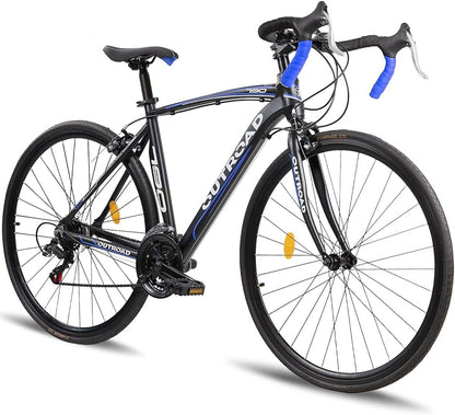 700C Wheel 14/21-Speed Shifter Road Bike with Dual Disc/C-Brake and Alloy Fork, Commuter Bicycle with Shock Absorption, Lightweight Aluminium Alloy Frame, Racing Bicycle for Men and Women