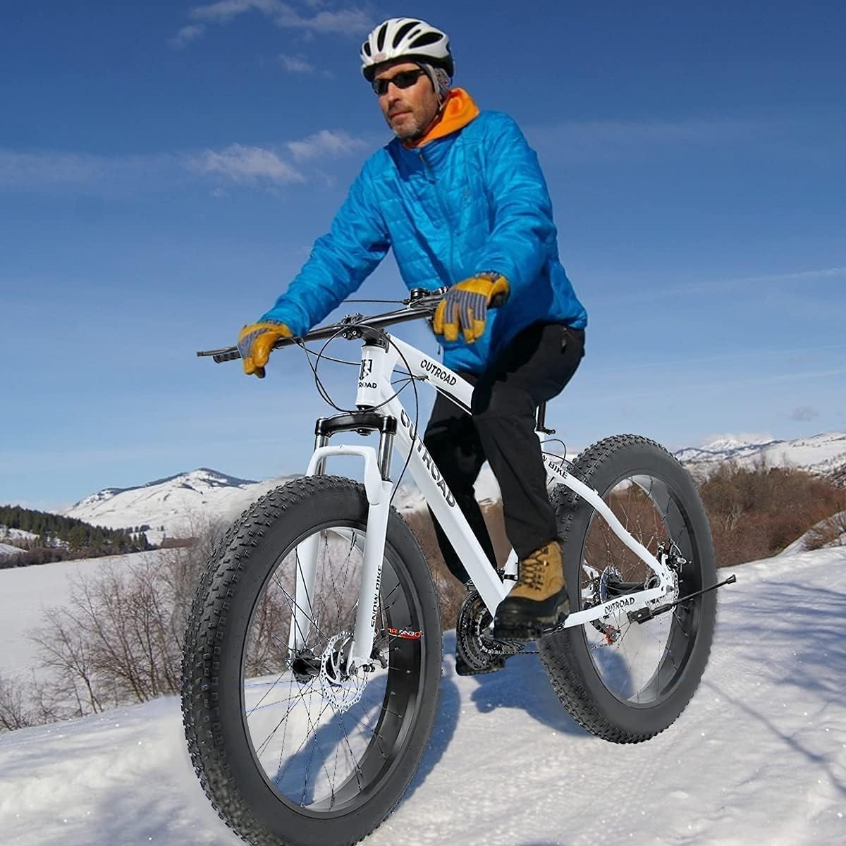 26 Inch Fat Tire Mountain Bike High-Aluminum/Carbon Steel Frame,with Dual Disc Brakes, 26 Inch Non-Slip Wide Tires with 21 Speed, Mountain Bicycle for Men and Women