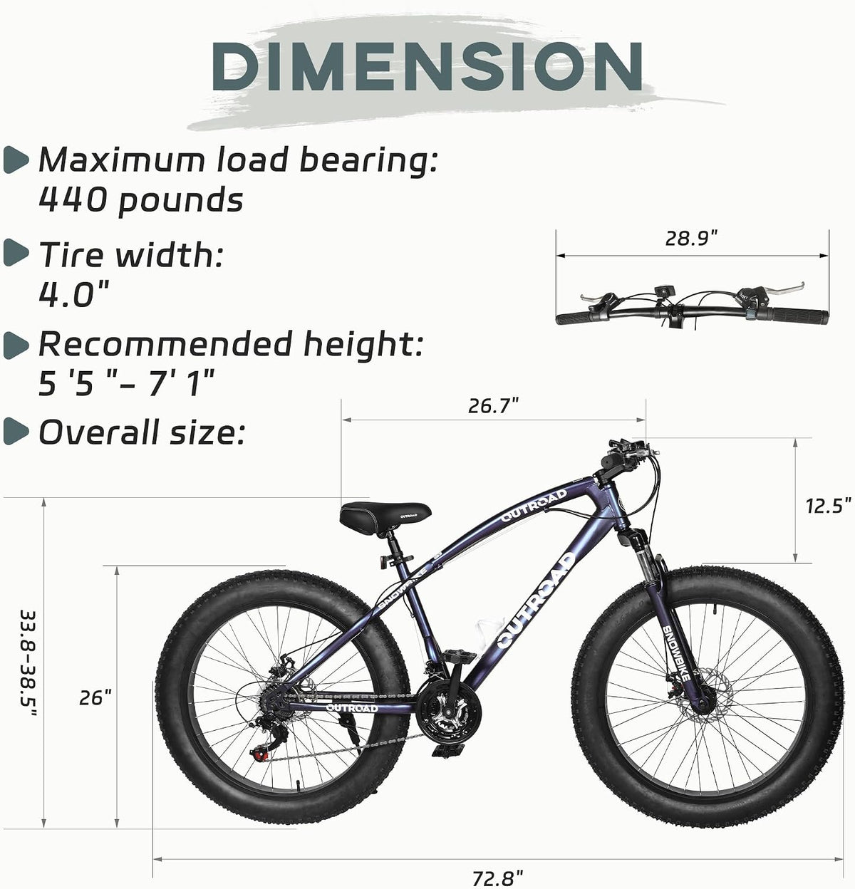 OUTROAD bicycle size and fit chart