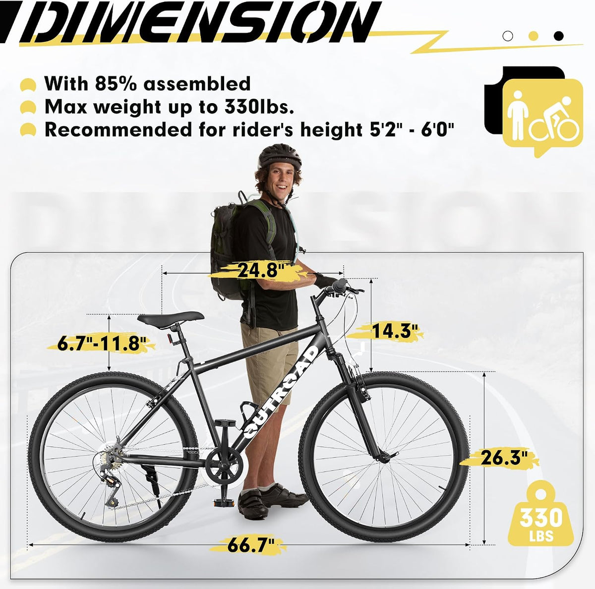 OUTROAD bicycle size and fit chart
