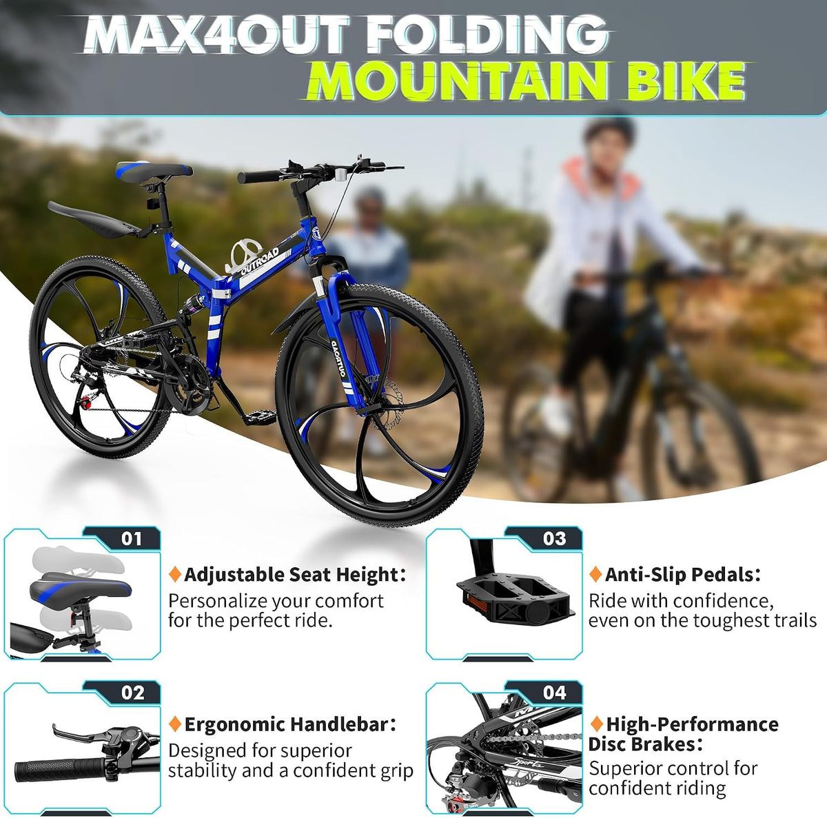 
OUTROAD bicycle details and lifestyle image