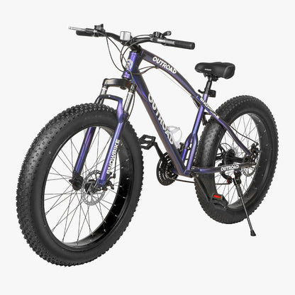 26 Inch Fat Tire Mountain Bike High-Aluminum/Carbon Steel Frame,with Dual Disc Brakes, 26 Inch Non-Slip Wide Tires with 21 Speed, Mountain Bicycle for Men and Women