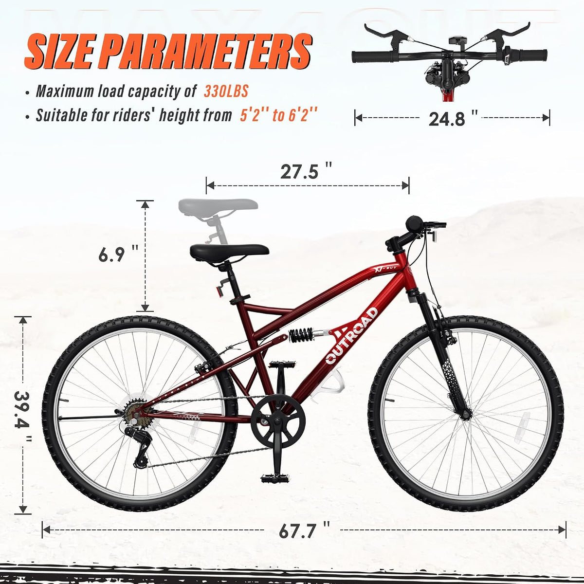OUTROAD bicycle size and fit chart