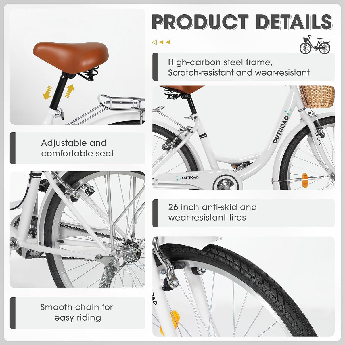 
OUTROAD bicycle details and lifestyle image