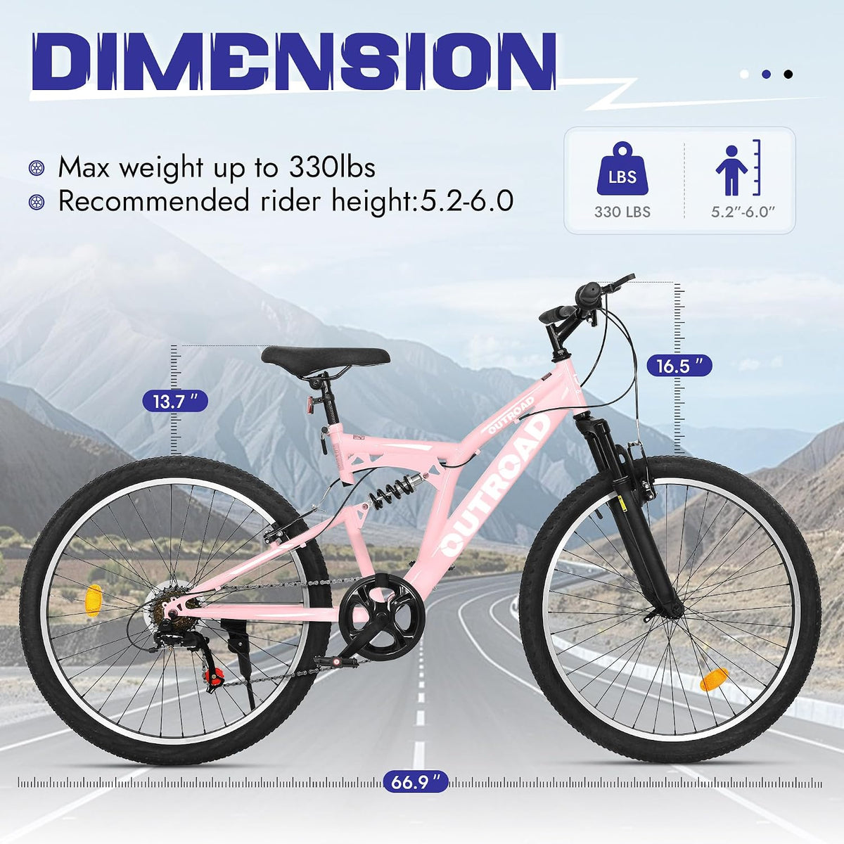 OUTROAD bicycle size and fit chart