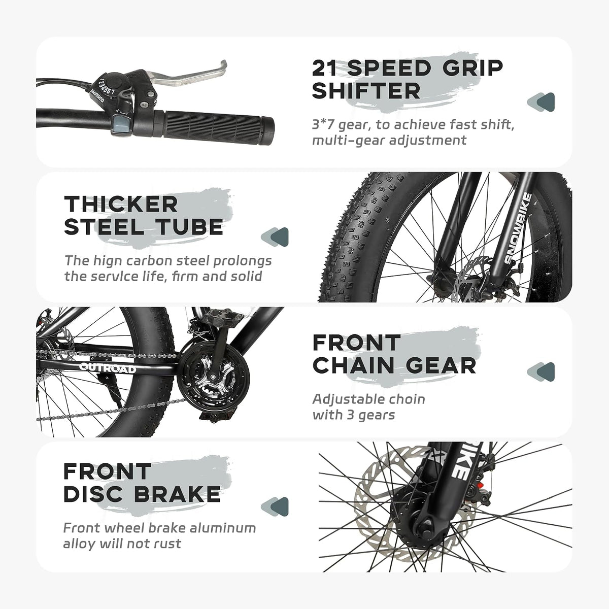 
OUTROAD bicycle details and lifestyle image