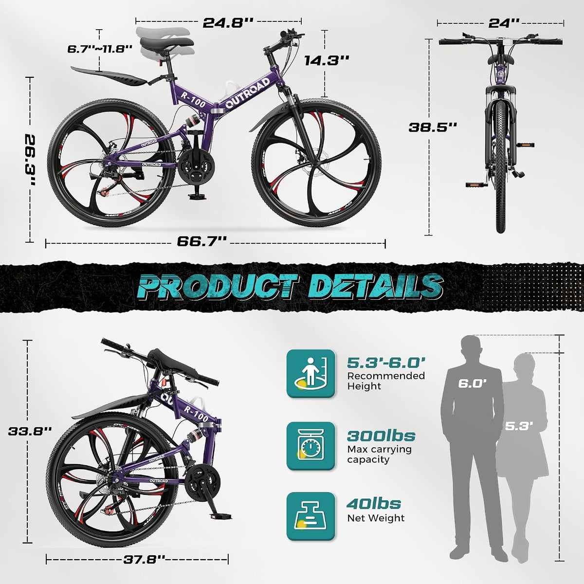 OUTROAD bicycle size and fit chart