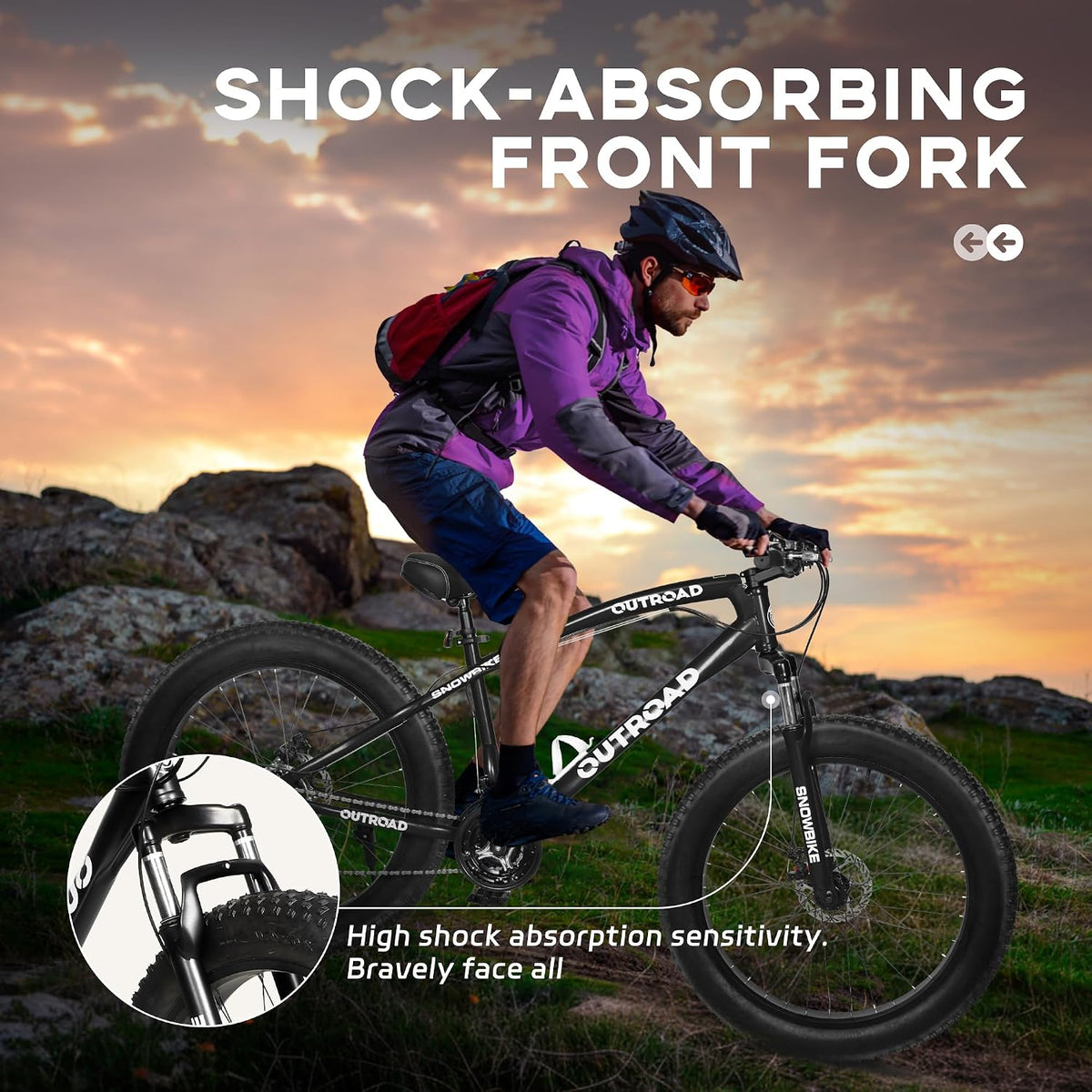 
OUTROAD bicycle details and lifestyle image