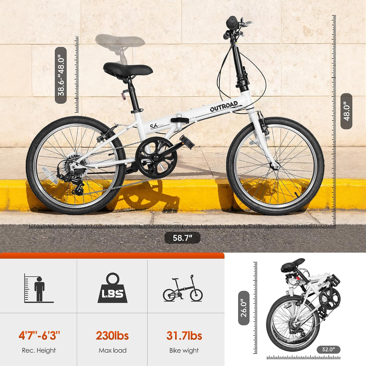 OUTROAD bicycle size and fit chart