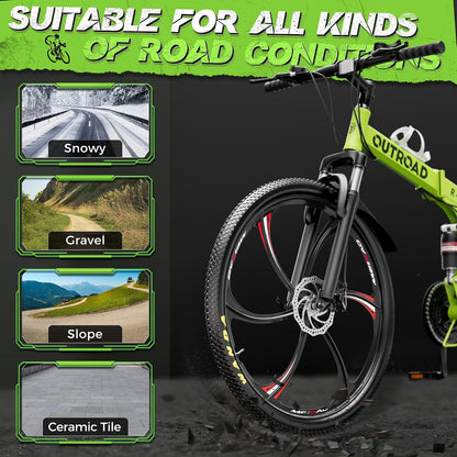 
OUTROAD bicycle details and lifestyle image
