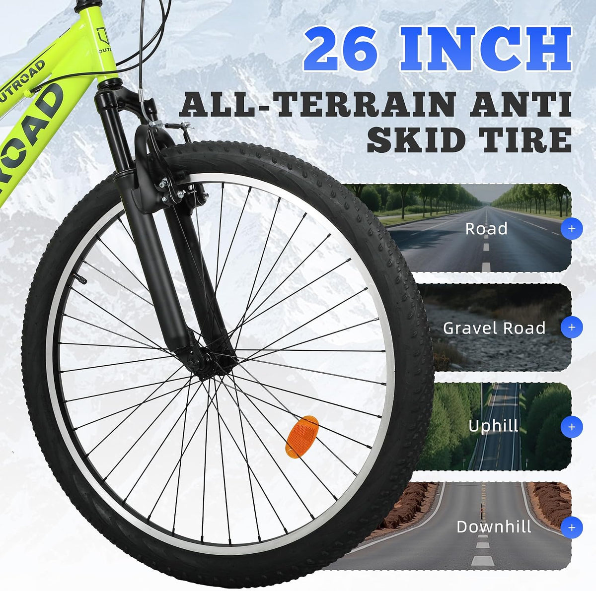 
OUTROAD bicycle details and lifestyle image