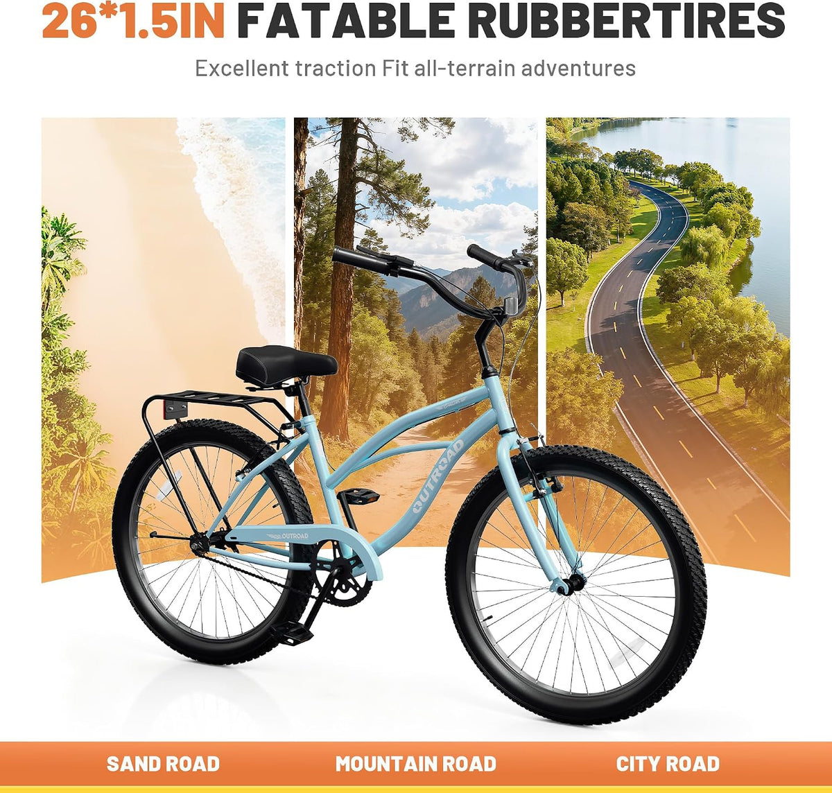
OUTROAD bicycle details and lifestyle image
