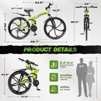 
OUTROAD bicycle dimensions and size guide