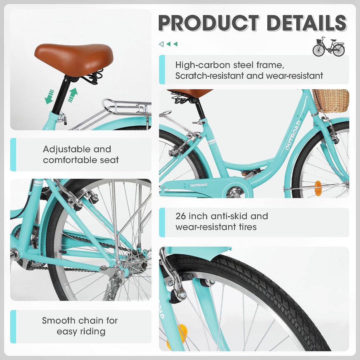 
OUTROAD bicycle details and lifestyle image