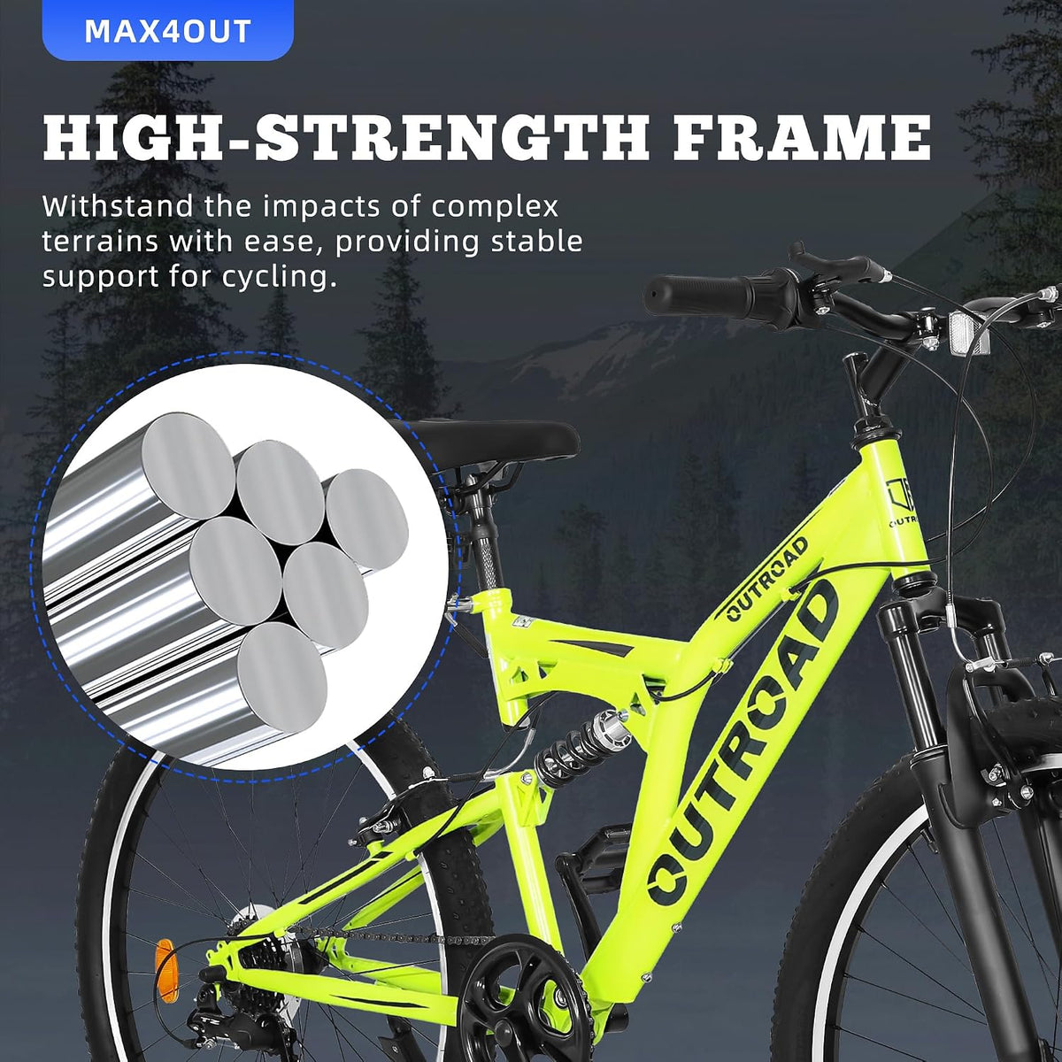 
OUTROAD bicycle details and lifestyle image