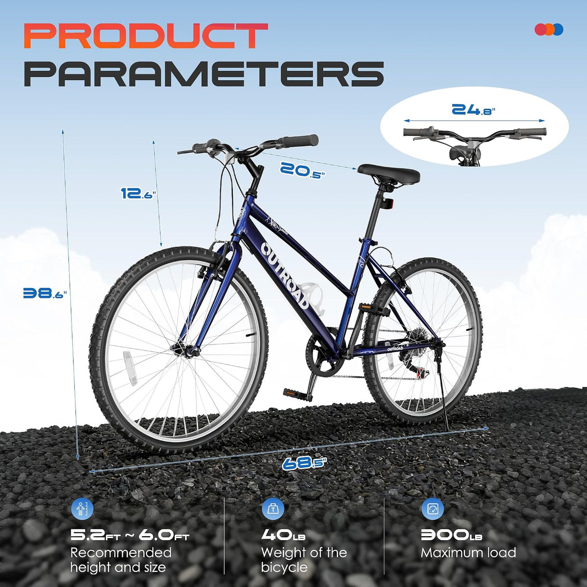 
OUTROAD bicycle details and lifestyle image