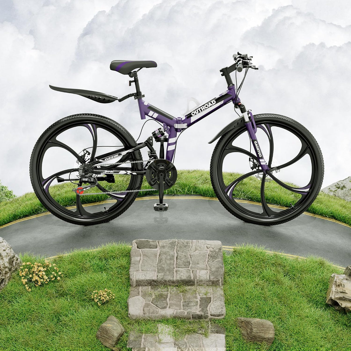 
OUTROAD bicycle details and lifestyle image