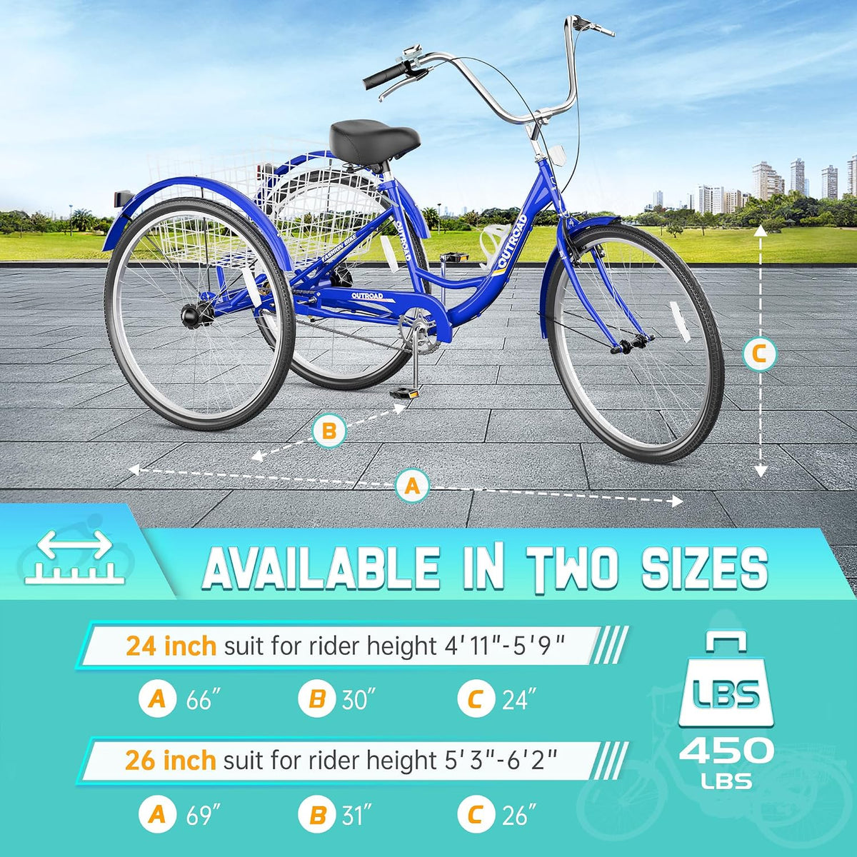 OUTROAD bicycle size and fit chart