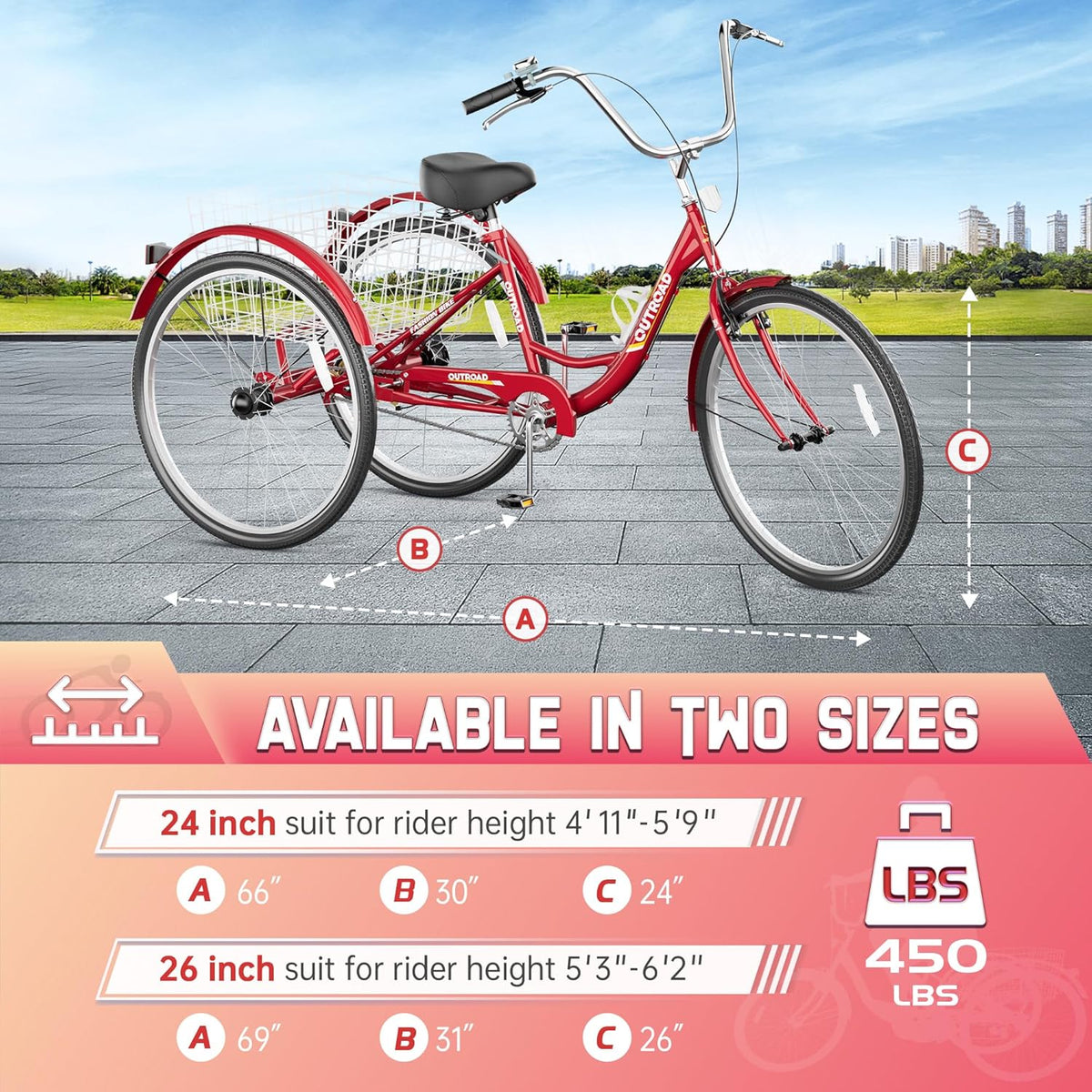 OUTROAD bicycle size and fit chart