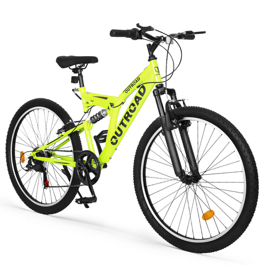 26 Inch Mountain Bike, 7-Speed High-Carbon Steel/Aviation Grade Frame with V Brake, Adjustable Ergonomic Seat for Adults