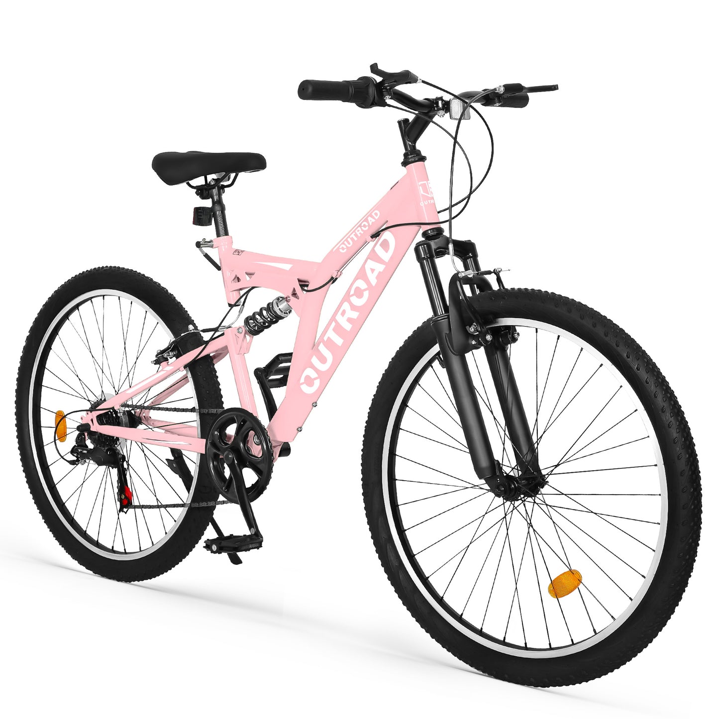 26 Inch Mountain Bike, 7-Speed High-Carbon Steel/Aviation Grade Frame with V Brake, Adjustable Ergonomic Seat for Adults